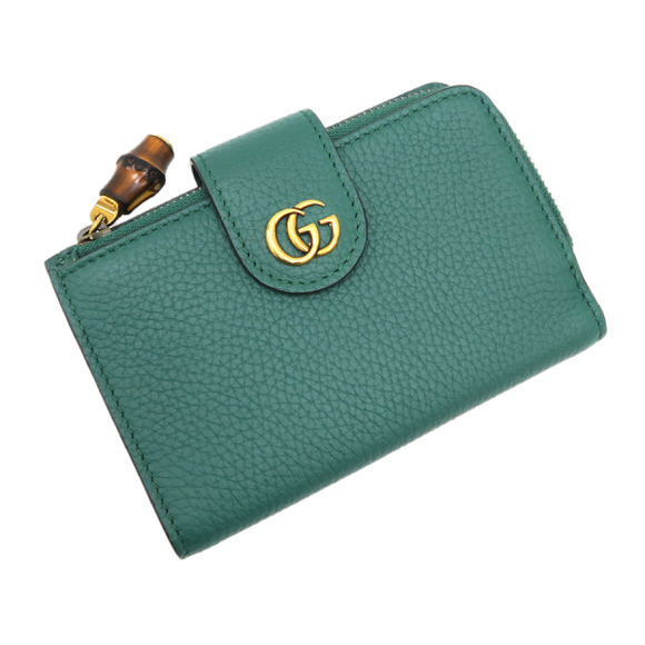 Gucci Bamboo Double G Medium Wallet Green - Picture 1 of 9